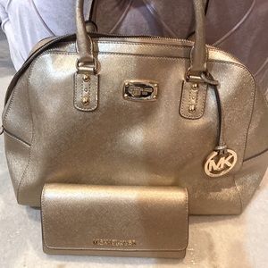 Michael Kors gold purse with matching wallet (can sell separately or together)